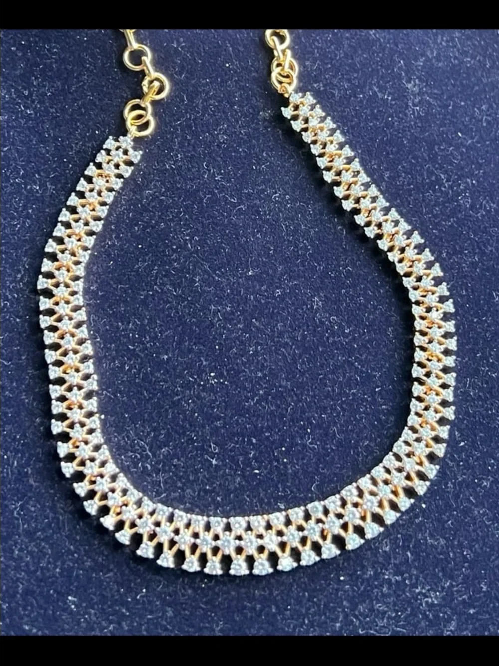 Gold plated diamond finish 3 strand necklace Swarovski elements necklace